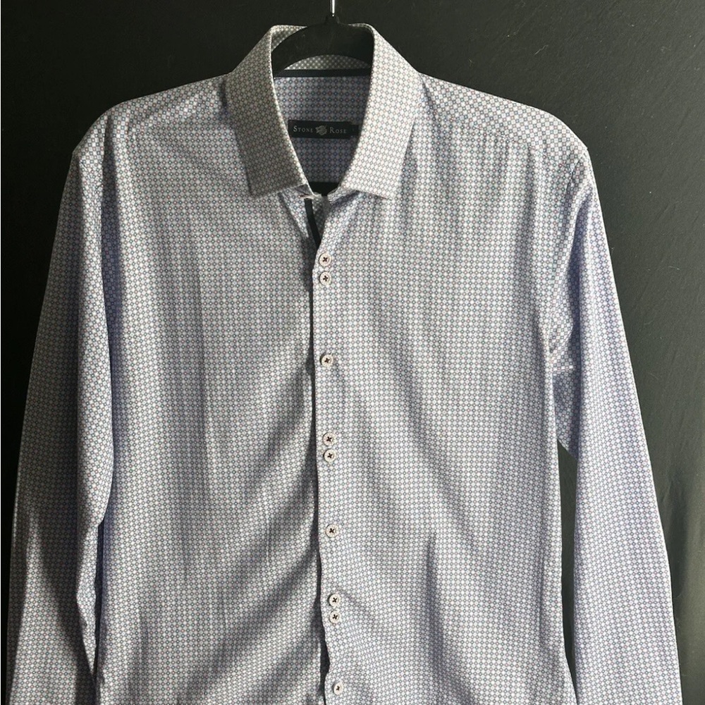 Stone Rose Button Up Shirt Men's  Long Sleeve 100% Cotton Adults Xs